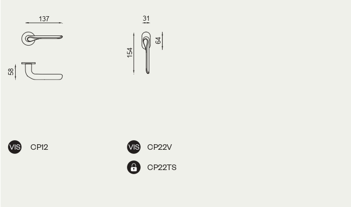 Дверные ручки - CP12 ZOL CHOP