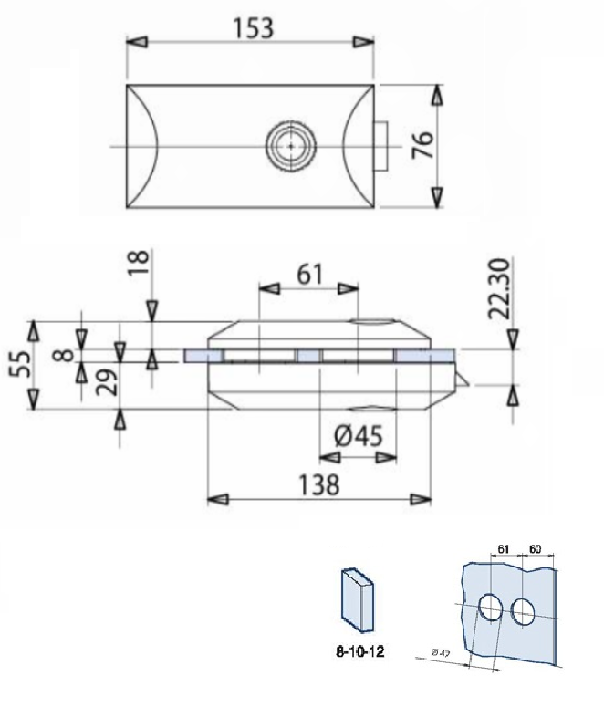 Фурнитура для стекла - V-300 P CR Artemide