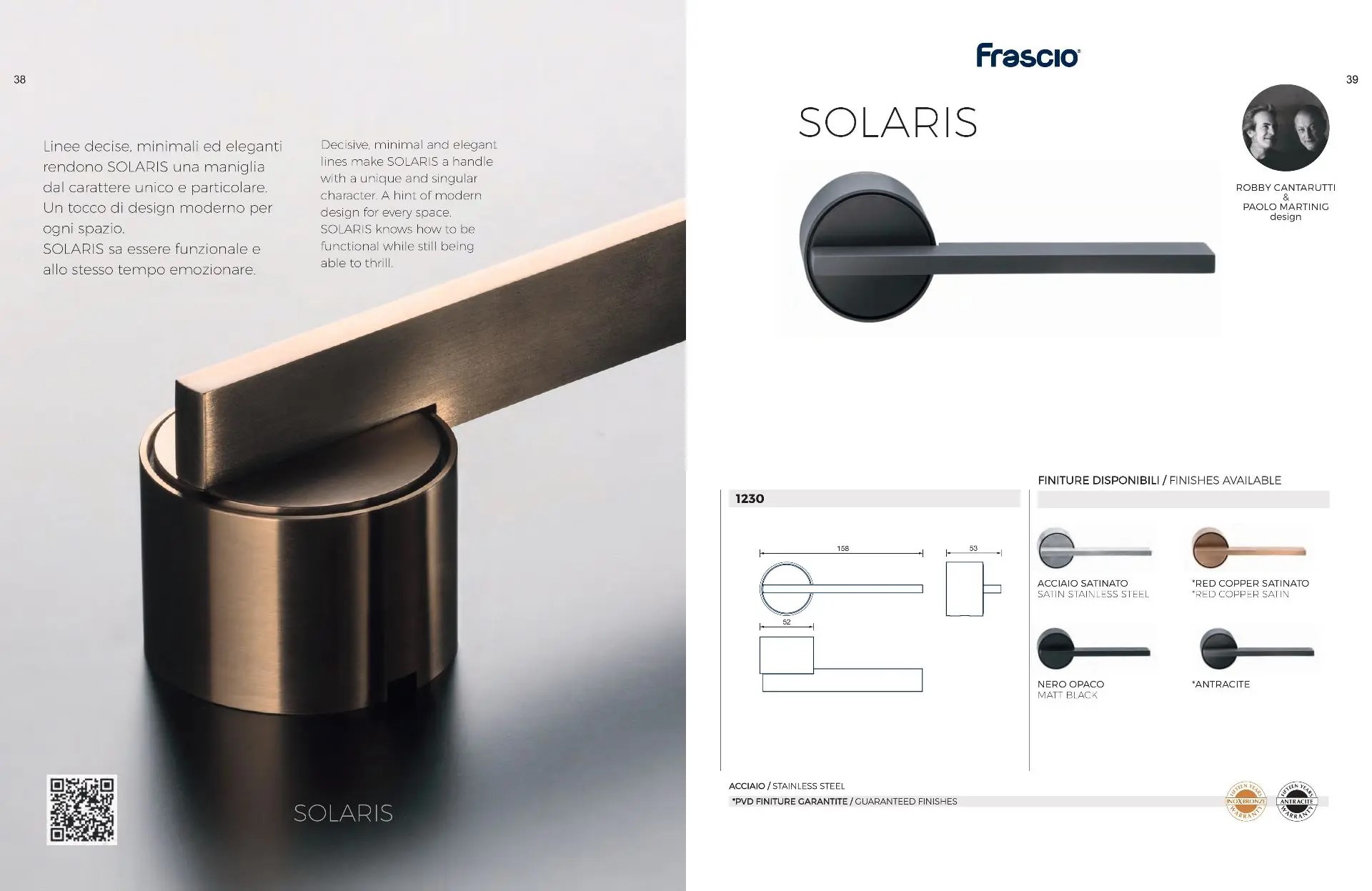 Дверные ручки - 1230 SOLARIS INOXBRASS SATINATO