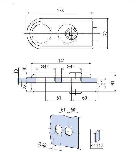 Фурнитура для стекла - V-200 PZ ECO AN