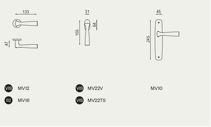 Дверные ручки - MV12 OC MOVIDA