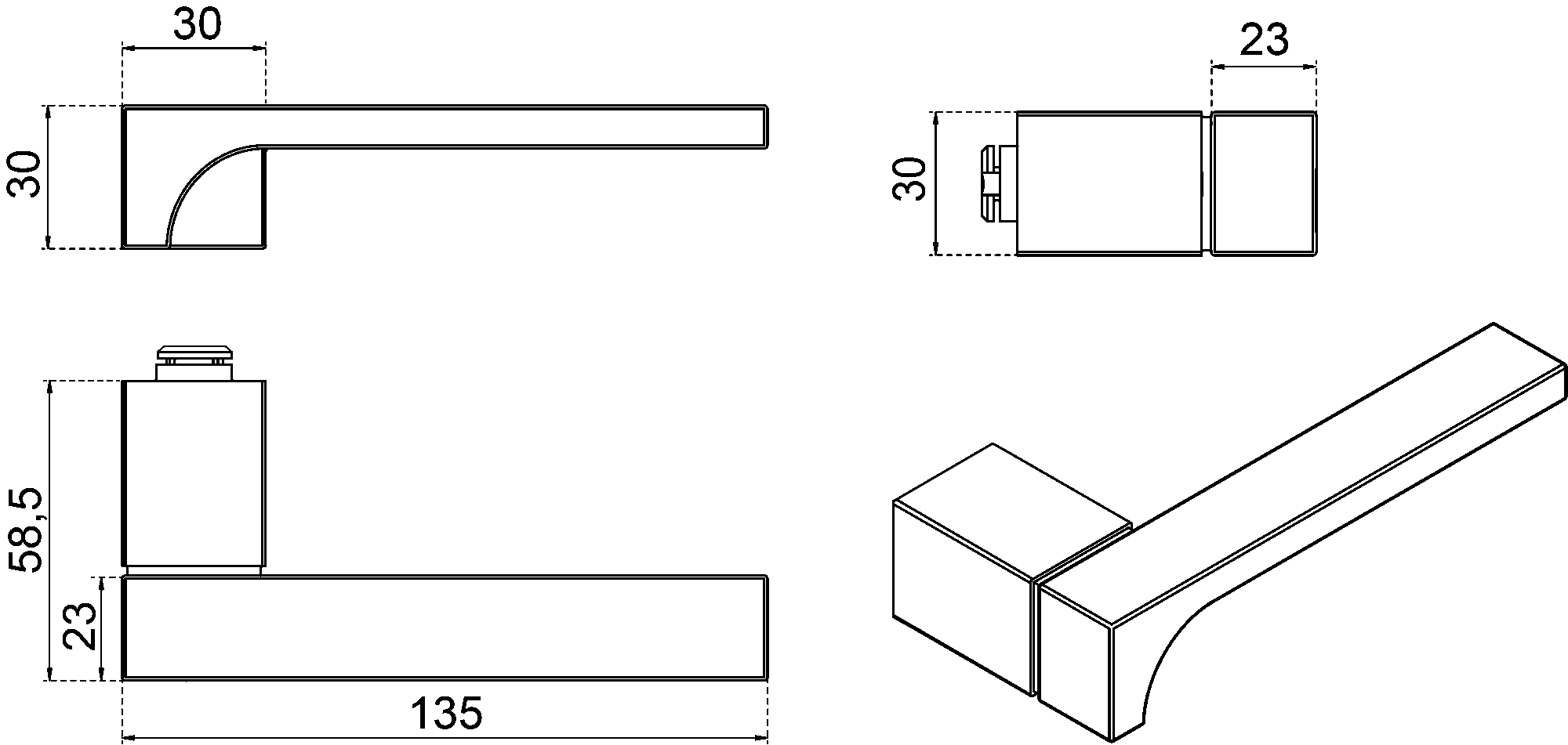 Дверные ручки - 1400 BO Quarto